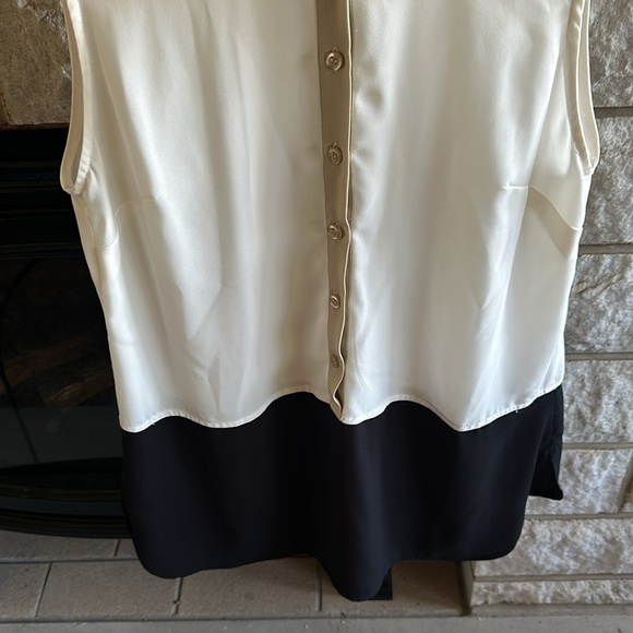Christopher & Banks sleeveless semi sheer half button down sleeveless top medium - Picture 3 of 8